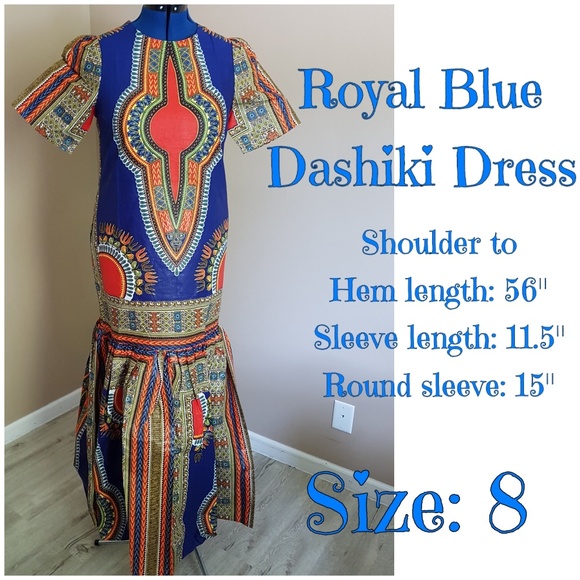 Royal Queen - Blue Dashiki Dress - Picture 2 of 8